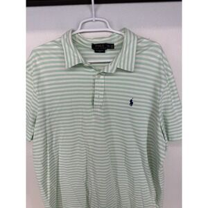Polo Ralph Lauren Men's Light Green White Stripe Cotton Mesh Polo Size XXL